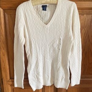 Basic Editions V-Neck Sweater - White